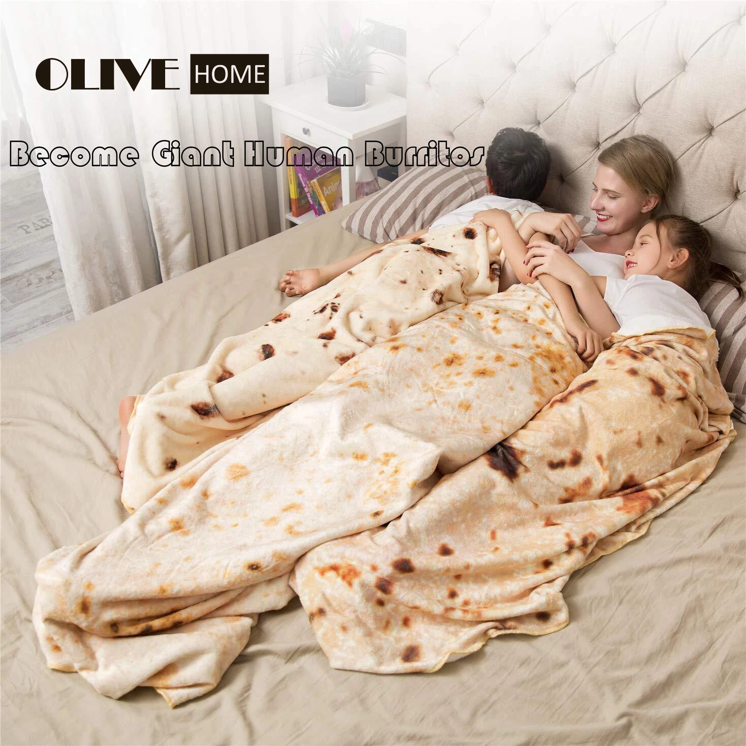 Burritos Wrap Throw Blanket Tortilla Blanket Round Food Blanket 71Inch