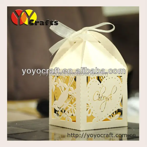 box laser cut bride and groom wedding favor box with ribbon from