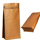 Flat Custom Printed Paper Food Packaging Bags Natural Kraft Paper Flat Bottom Standup Snack Food Pouch Bags
