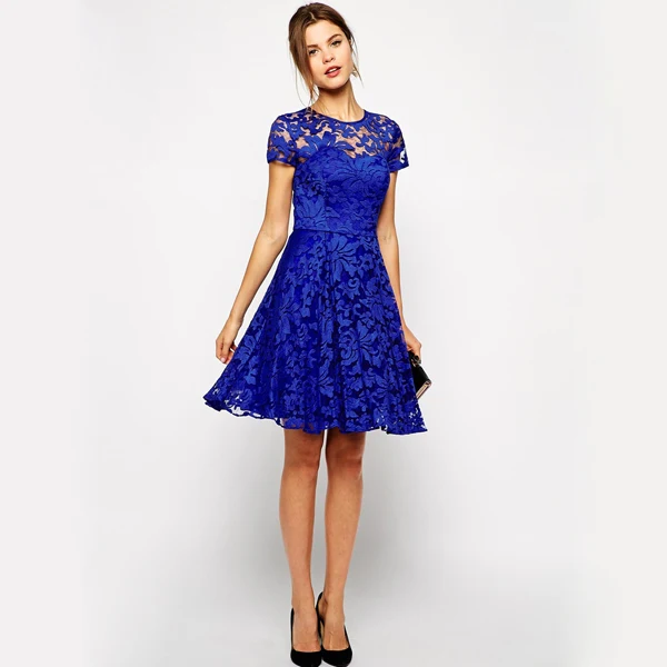 Evening Party Fashion Designs Knee Length Short Latest Formal Lace