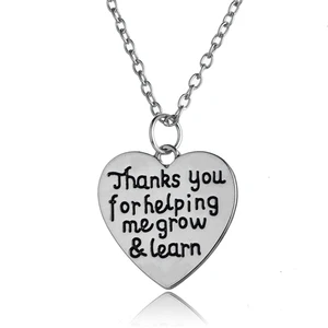 thanks you fer helping me grow& learn love heart pendant