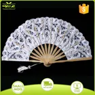 Folk style wedding favor white lace bamboo hand fans