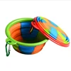Supply rainbow collapsible silicone travel pet dog bowl