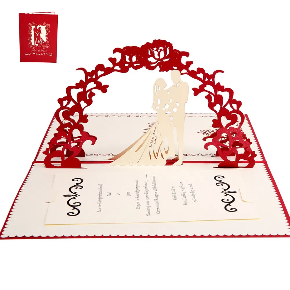 3d pop up card wedding card wedding invitation custom print