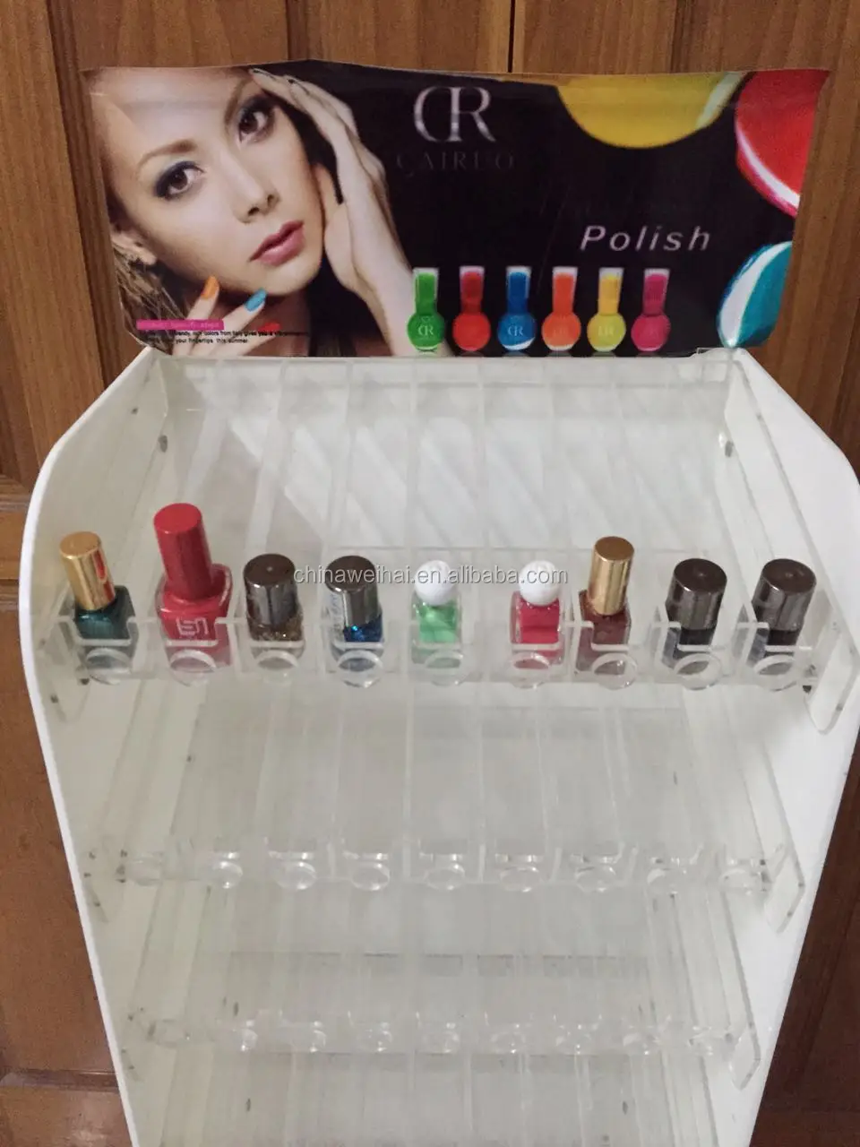 Acrylic retail store floor display stand nail polish display stand