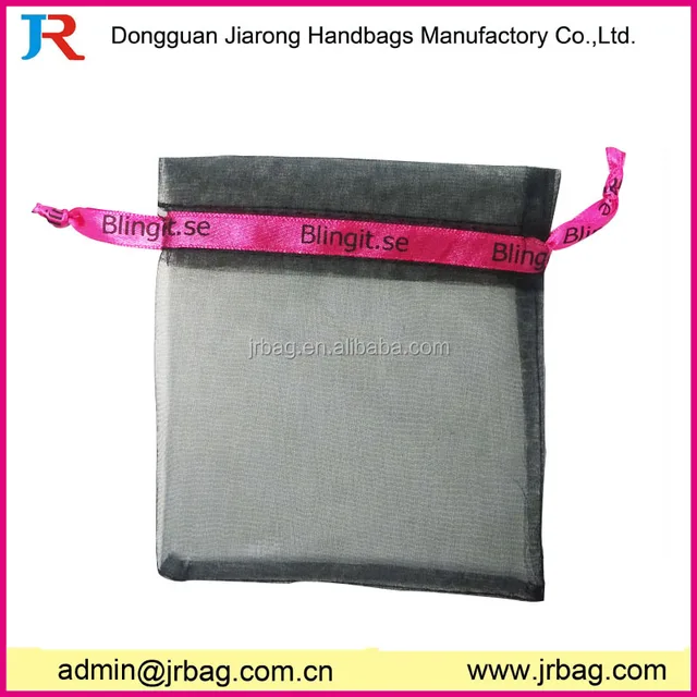 silk organza gift bag with logo ribbon