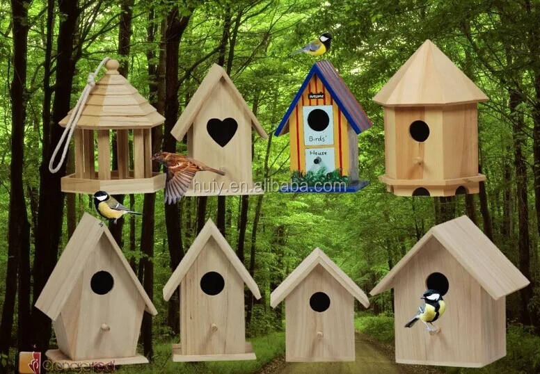 Pin massif bois oiseau maisons peintes couleur bois cage à oiseaux, bois nid d'oiseau peinture couleur