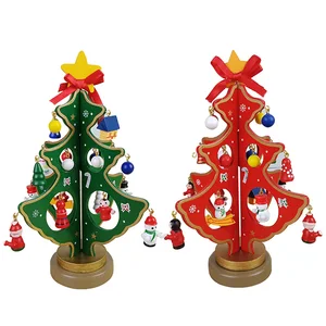 wood decoration home christmas tree with snowman wholesale diy