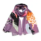 many color for stock attractive printing flower 100% polyester girl scarf shawl