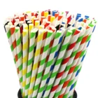 FDA disposable colorful biodegradable drinking eco friendly straw custom paper straw stripe