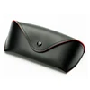 Classic design hand made glasses box custom logo pu leather black good quality sunglasses case