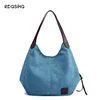 OEM/ODM canvas wholesale fashion style custom logo girls shopping women's ladies shoulder jean handbag hand tote denim bag