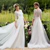 Boho Lace Wedding Dress Simple White Sleeve Long Wedding Dress