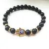 XQ096 Huilin Jewelry Black Beaded Bracelet Energy Stone Bracelet Hamsa Hand Bangle Charm Yoga Mala Bracelets