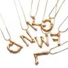 18k gold plated initial jewelry letter pendant necklace bamboo alphabet necklace for women