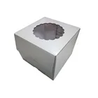 White ivory board birthday paper cake packing box with display window