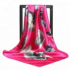 lady's fashionable digital printing square indian silk scarf