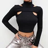 FS0161D 2019 western Women cut-out high collar long sleeve Blouses