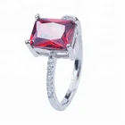 Micro pave setting ruby rings pure silver 925 jewelry ring