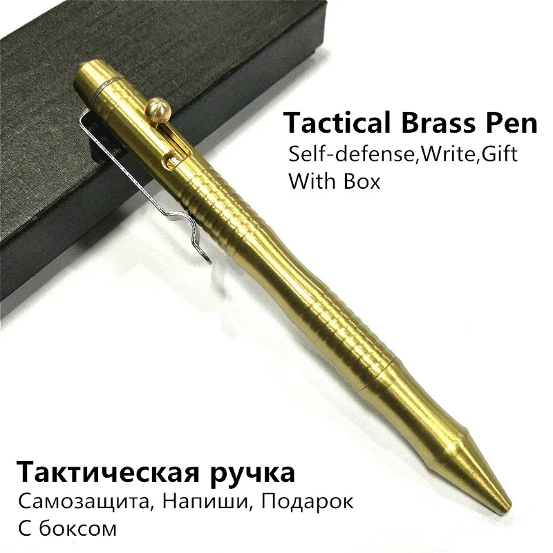 EDC Bolt Type Handmade Tactical Self Defense Pen Copper Brass Ball Point Pen 