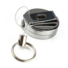YoYo ID Card Badge Holder Custom Steel Badge Reel Retractable Matel Lanyards ID Badge Holder With Keyring