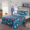 High quality twin size children teen sheet blue reactive printing 100% cotton dinosaur kids bedding set
