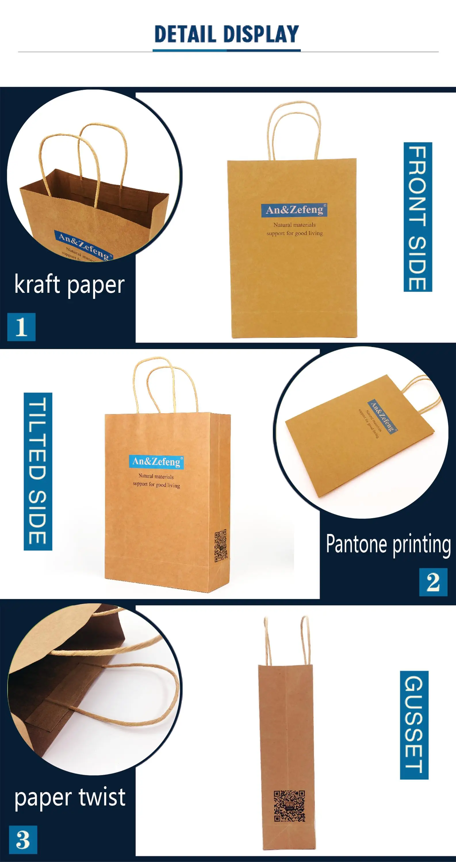 recycled luxury gift packaging brown kraft paper bags with your