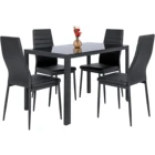 best choice kitchen glass table dining table set with 4 faux leather chairs for dining room kitchen dinette