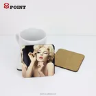 95mm New 2019 Custom Printed Sublimation Blank mdf square Cork Coaster for Beer Coffee Drinks Holder with Set of 4