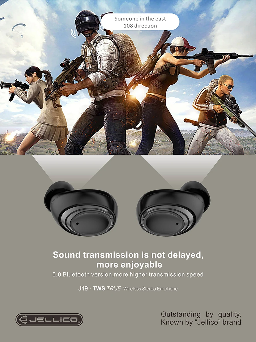 Jellico 2019 new design J19 truely In Ear tws wireless earphones bluetooth headset - ANKUX.COM