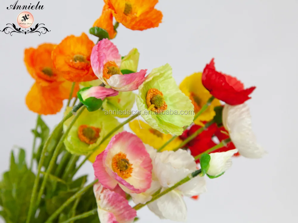 Wholesale Romantic Corn Poppy Fake Flower, Long Steam Silk Artificial Flower for Home and Wedding Decor