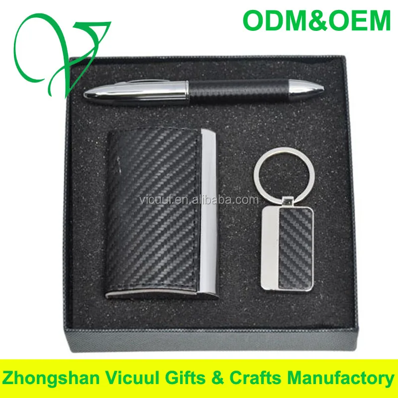 custom gift set pen keychain namecard holder