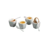 White Square Ceramic Egg Cup With Spoon