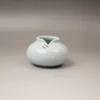 World intangible cultural heritageSemi-manual China Longquan Celadon Plum Green Vase Cheongsam shape