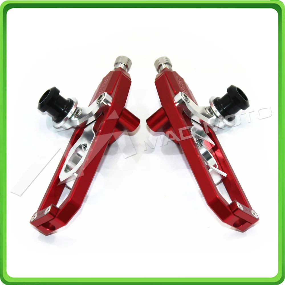 Motorcycle Chain Tensioner Adjuster with paddock bobbins kit for Suzuki GSXR600 GSX-R750 2006 2007 2008 2009 2010 Red&Silver (3)