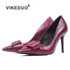 VIKEDUO Hand Made Sexy Pumps Ladies High Heels Manufacturer Dress Shoes Heel Shoes Women Crocodile Shoes