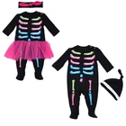 New arrive toddler boy and girl clothing skeleton printed baby clothes romper jumpsuit