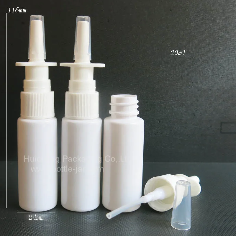 Venta caliente 20 ml al por mayor recargable vacío botellas de spray nasal blanco