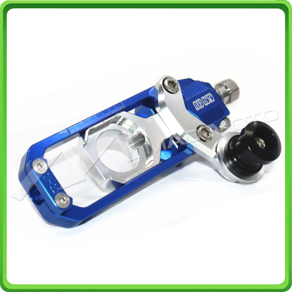 Motorcycle Chain Tensioner Adjuster with paddock bobbins for Kawasaki ninja ZX10R ZX-10R 2011 2012 2013 2014 2015 Blue&Silver (7)
