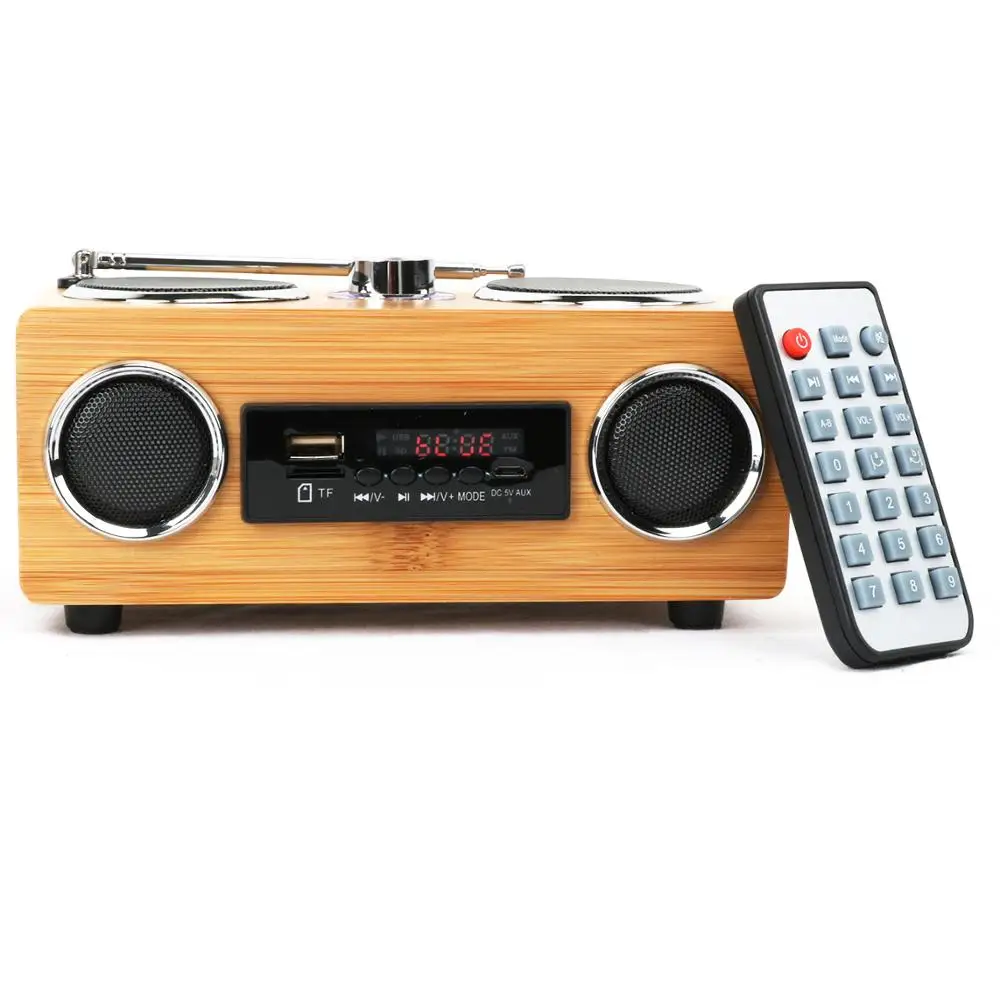 Stereo loudspeakers usb music speakers with FM radio for home high quality 2019 new Bamboo wood Multifunctional mini Speaker - ANKUX Tech Co., Ltd