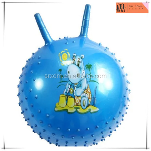 Plastic Knobby Bouncy Ball With Handle Hop Ball,Custom Pvc Plastic