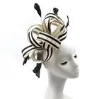 ABPF Sinamay Bow Feather Fascinator Headband Hats Wedding Church Racing Hat Asot Kentucky Derby Headpiece