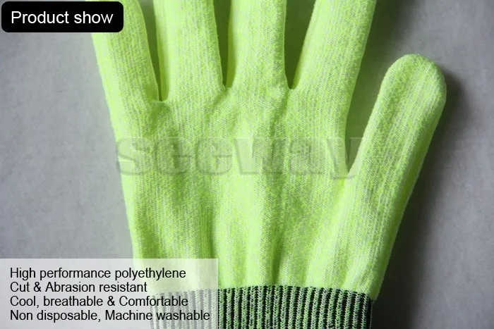 Seeway Green HHPE Anti Cutting Gloves EN388 Certified Class 5 Cutting Slicing Carving Hand Protection for Industrial Work Safety