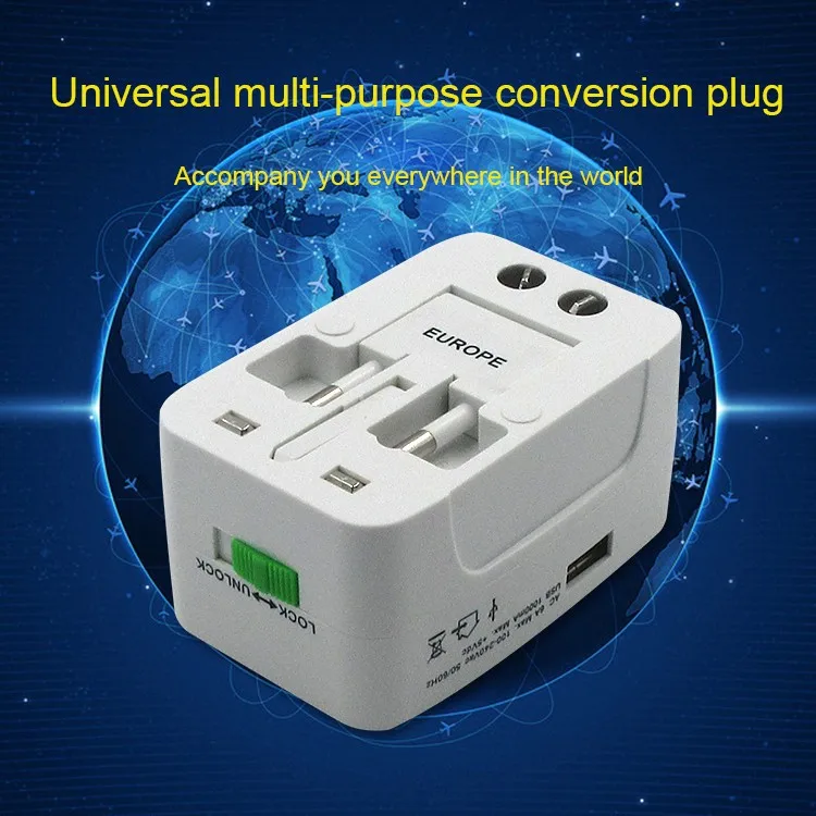 single usb universal travel adapter  plug type eu,us,uk,au