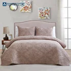100% plain cotton Machine Embroidery bedding quilt set