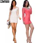 JYSS Autumn new round neck long sleeves embroidered Slim sexy dress women 81169#