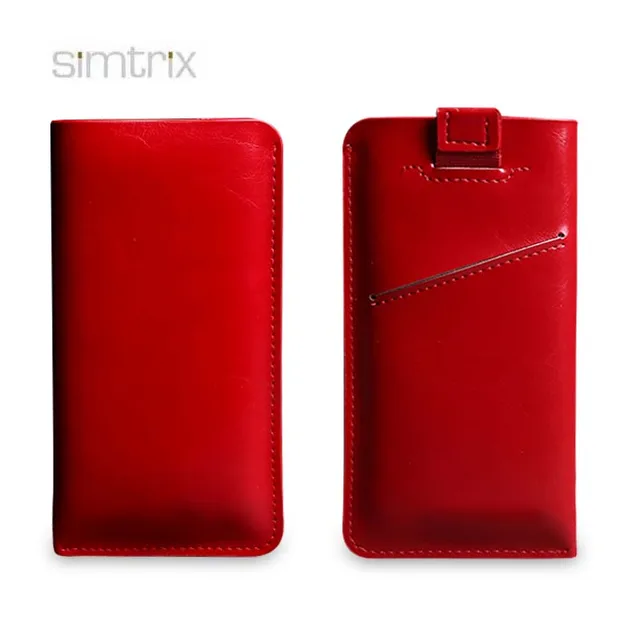 customized waterproof mobile phone real leather pouch/case for Iphone 6/6S/7 with smart puller