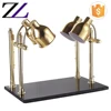 Airline catering equipment brass marble base gold lamp shade luxury modern table food warmer display bain marie buffet lamps