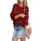 Women'S Knitted Tiger Causal Long Sleeve O Neck Cotton Women Crop Leopard Sweater