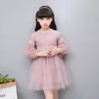 YSMARKET 110-160CM Big Girl Dress Princess Autumn Wear Long Sleeve Children Lace Party Dresses Purple White E9185